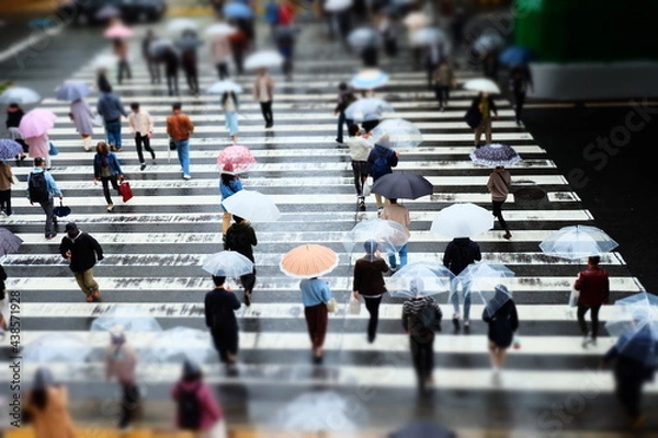 Fototapeta 雨の日の歩行者