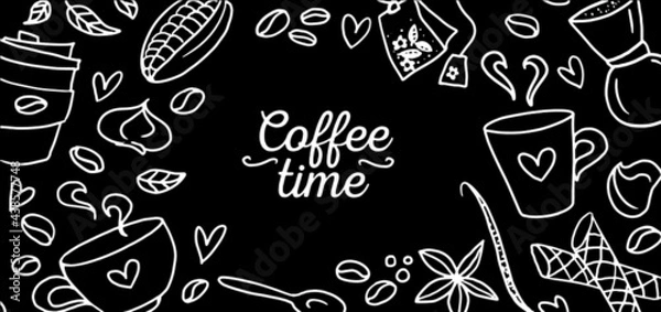 Obraz Coffe shop signboard, with doodle elements