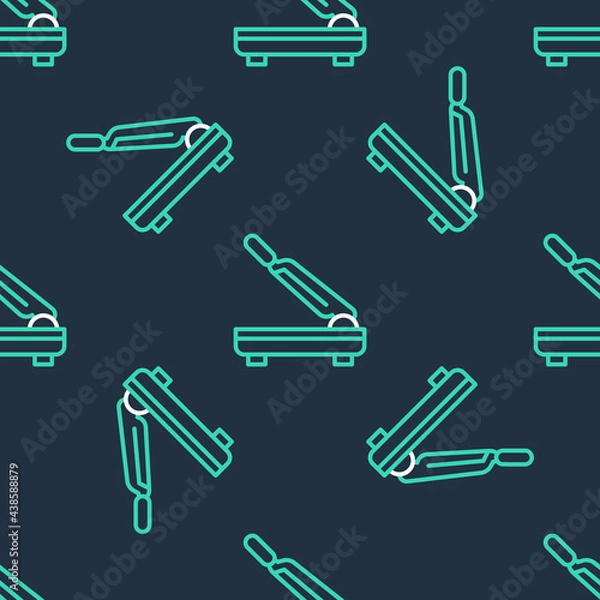 Fototapeta Line Paper cutter icon isolated seamless pattern on black background. Vector