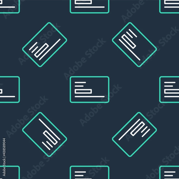 Fototapeta Line Visiting card, business card icon isolated seamless pattern on black background. Corporate identity template. Vector