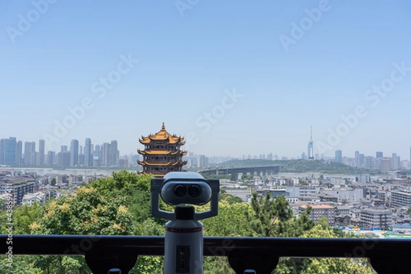 Fototapeta Wuhan landmark .The yellow crane tower , located on snake hill in Wuhan, is one of the three famous towers south of yangtze river,China.