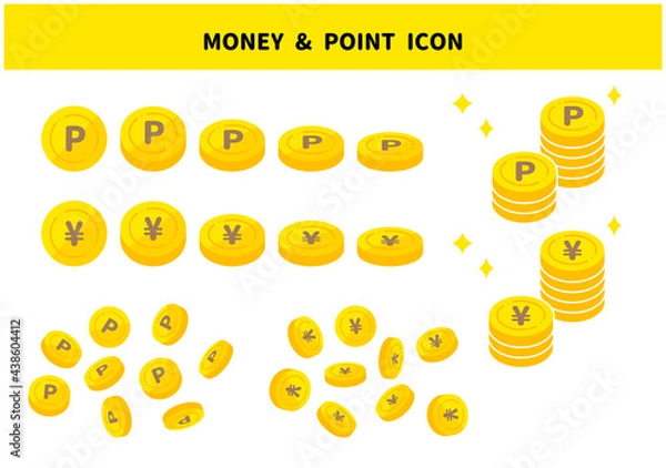 Fototapeta ポイント　お金　日本円　ポイ活　アイコン　フラットデザイン