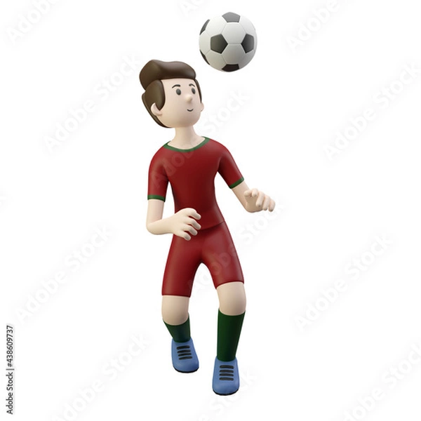 Fototapeta 3d character render football/soccer player heading the ball