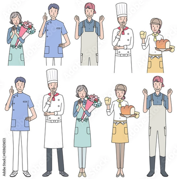 Fototapeta 笑顔のシニアの働く人　いろいろ