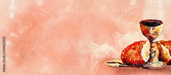 Obraz Eucharist. Christian background. Watercolor.