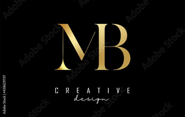 Fototapeta Golden MB m b letter design logo logotype concept with serif font and elegant style. Vector illustration icon with letters M and B