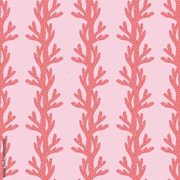 Fototapeta Red Polka Dot Coral Striped Seamless Pattern Background