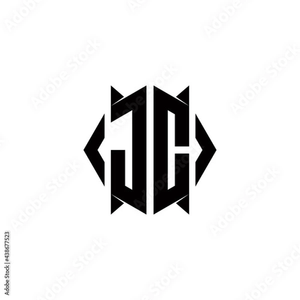 Fototapeta JC Logo monogram with shield shape designs template