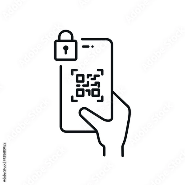 Fototapeta minimal secure qr code app - web symbol - vector