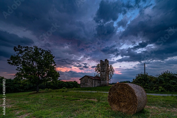 Obraz landscape with bales and sky