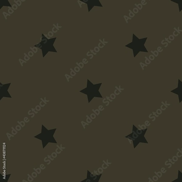 Fototapeta black stars on a brown background. vector seamless illustration. print on print or clothes