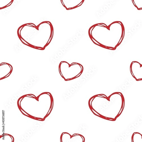 Fototapeta Seamless background with red hearts. Can be used for wallpaper, patterns, wrapping, surface textures. Vector illustration