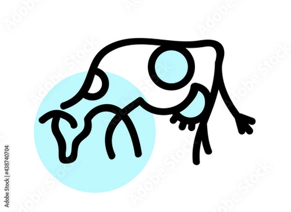 Obraz Cow icon vector in line art style. Outline  illustration  for use in web and mobile applications, logo, packaging design.