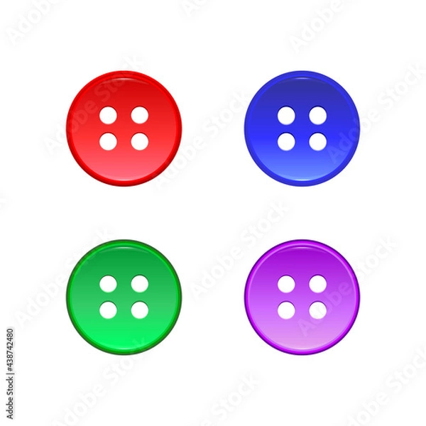 Fototapeta Sewing on buttons. 3d isolated on white background, vector illustration