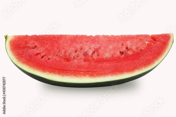 Fototapeta Big fresh watermelon green dark and slice isolated on white background. As package design element.