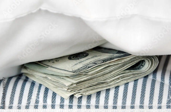 Fototapeta Money in the Mattress