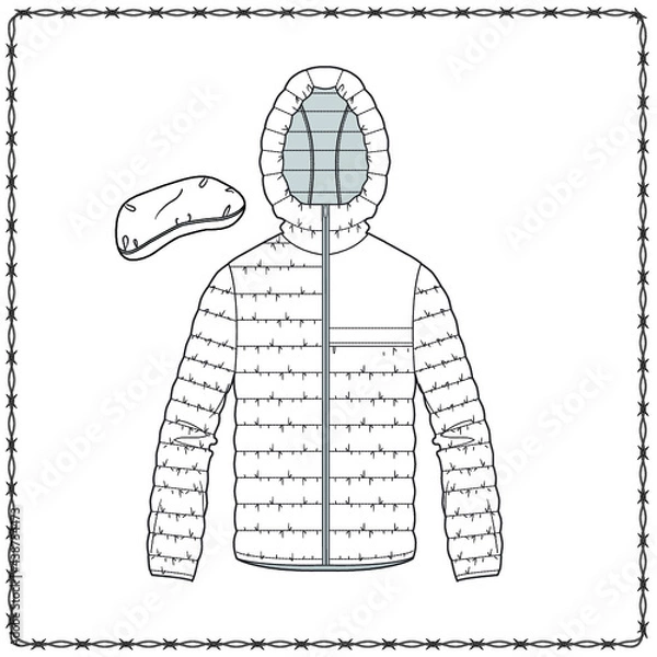 Obraz Editable fashion garment flat sketch for creating new designs mockup