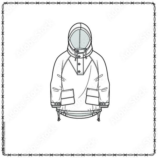 Obraz Editable fashion garment flat sketch for creating new designs mockup