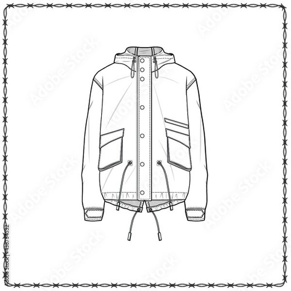 Obraz Editable fashion garment flat sketch for creating new designs mockup