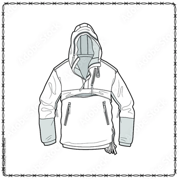 Obraz Editable fashion garment flat sketch for creating new designs mockup