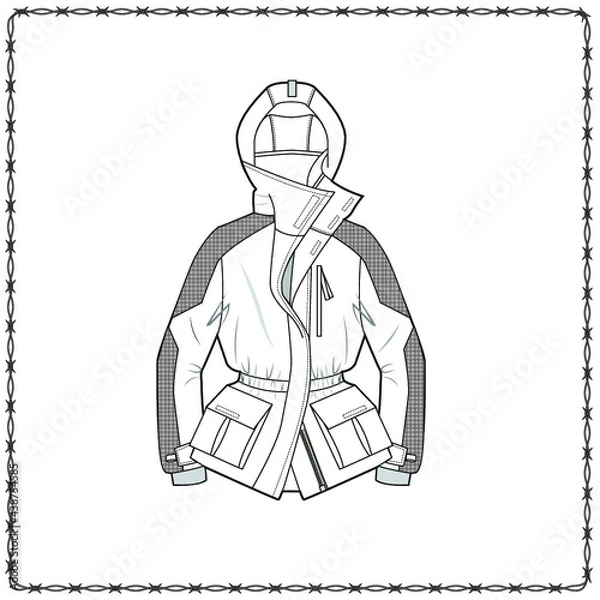 Obraz Editable fashion garment flat sketch for creating new designs mockup