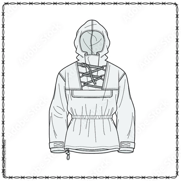 Obraz Editable fashion garment flat sketch for creating new designs mockup