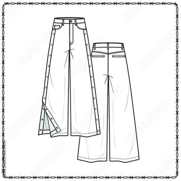 Obraz Editable fashion garment flat sketch for creating new designs mockup