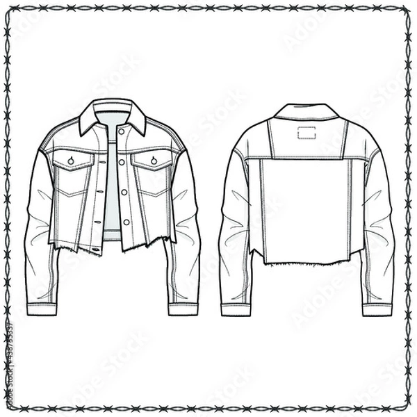 Obraz Editable fashion garment flat sketch for creating new designs mockup