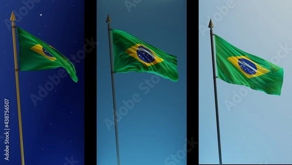 Fototapeta Abstract Brazil Flag 3D Render (3D Artwork)