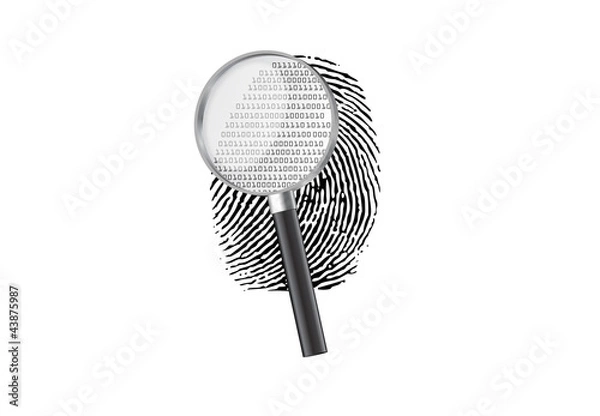 Fototapeta Magnify fingerprint binary code