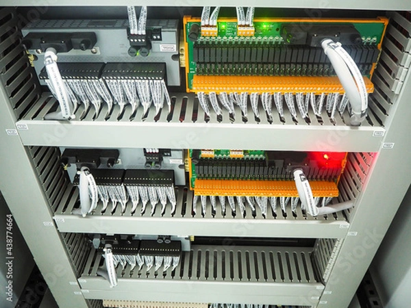 Fototapeta Wiring of control cable in control panel of DCS systems.