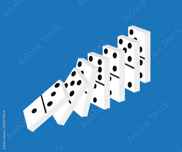 Fototapeta Domino bones on a blue background. Symbol. Vector illustration.