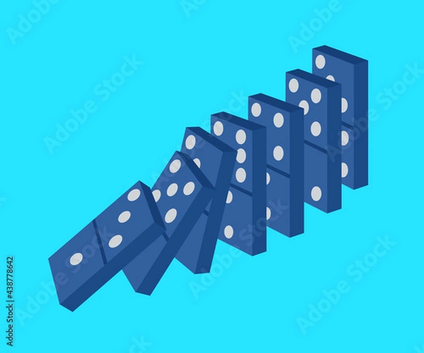 Fototapeta Domino bones on a blue background. Symbol. Vector illustration.