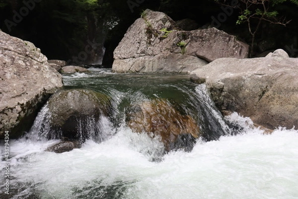 Obraz 日本の山奥にある川を撮影