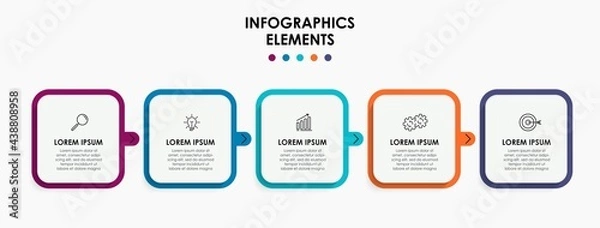 Fototapeta Vector Infographic design business template with icons and 5 options or steps. Can be used for process diagram, presentations, workflow layout, banner, flow chart, info graph