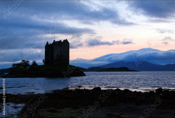 Obraz Loch Linnhe Castle silhouette at sunset