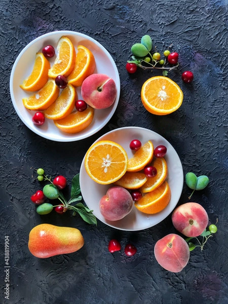 Obraz creative fruit background on black background