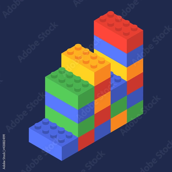 Obraz Business graph in isometric. Color constructor