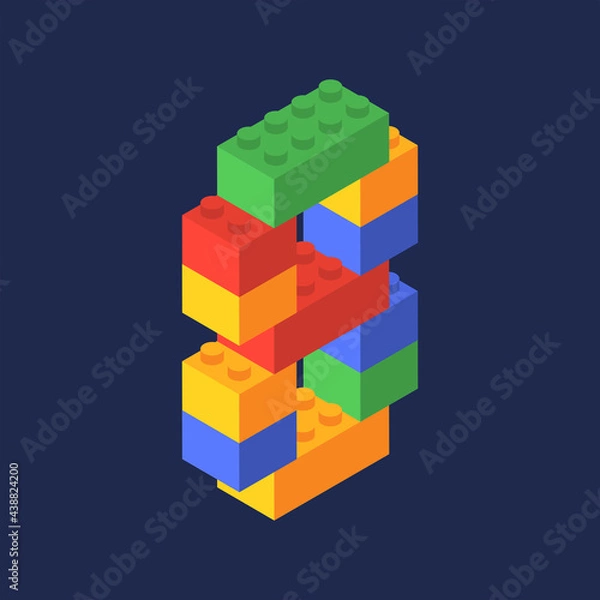 Fototapeta Number eight in isometric. Color constructor
