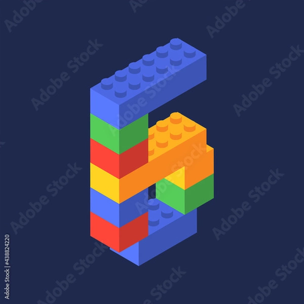 Fototapeta Number six in isometric. Color constructor