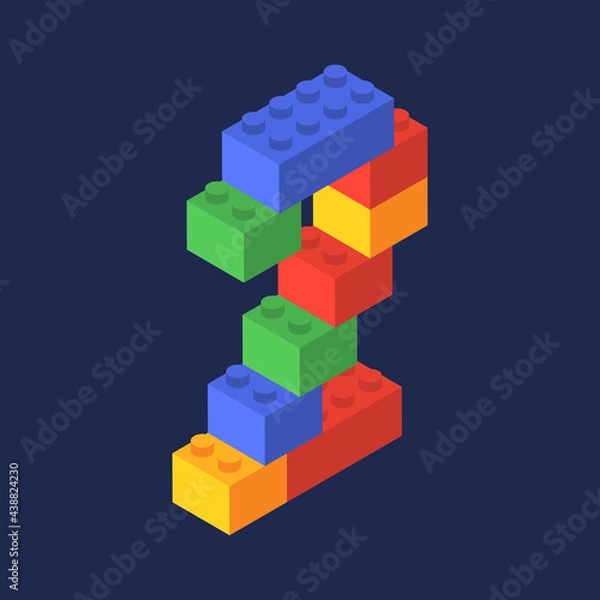 Fototapeta Number two in isometric. Color constructor