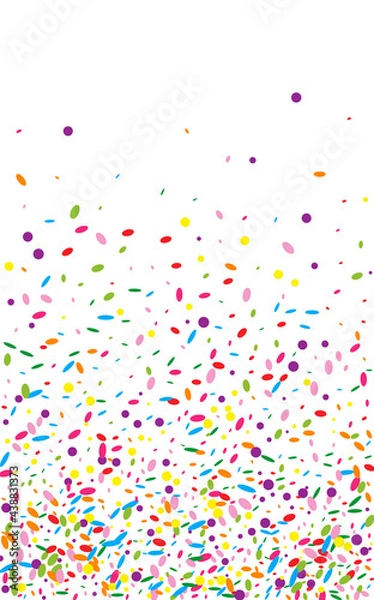 Fototapeta Yellow Dot Background White Vector. Confetti Carnaval Design. Isolated Frame. Red Polka Abstract Illustration.