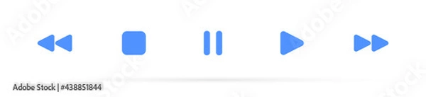 Fototapeta Media player icon set. Blue play pause forward symbols. Modern flat style vector icons