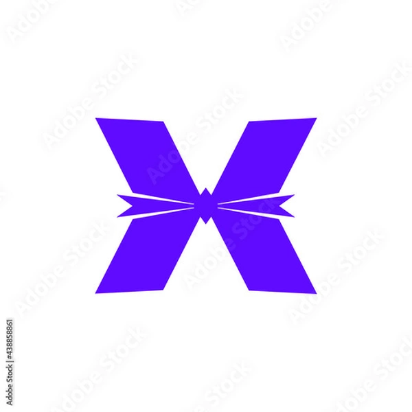 Fototapeta Creative Initial letter X butterfly ribbon logo template in flat design monogram illustration