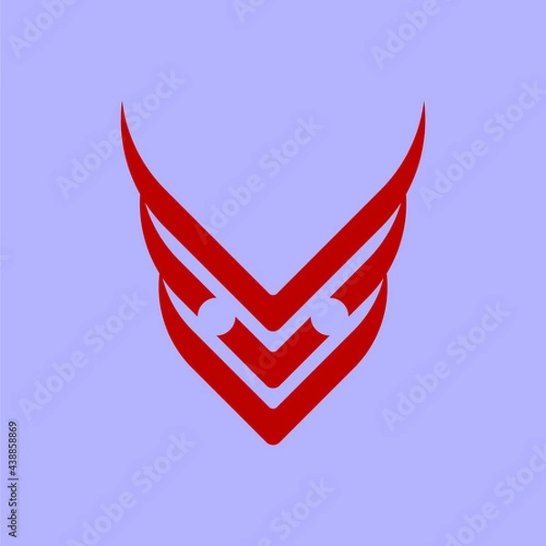 Fototapeta Abstract bird or robot mask from wing logo template in flat design monogram illustration