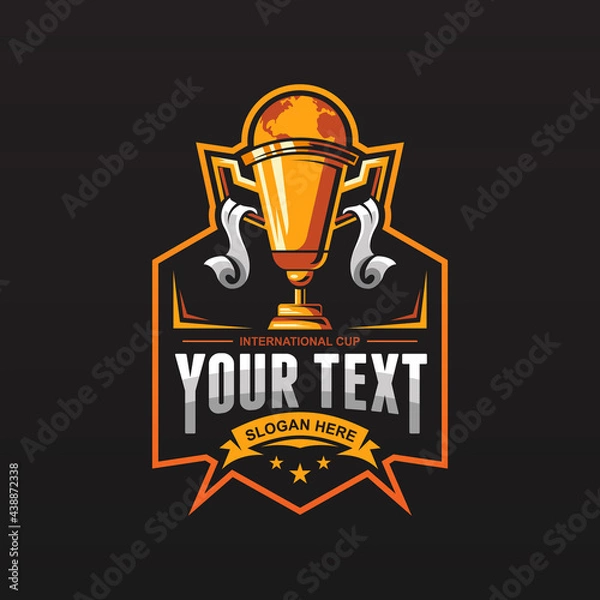 Obraz trophy vector mascot logo design with modern illustration concept style for badge, emblem and tshirt printing. trophy badge illustration for sport team.