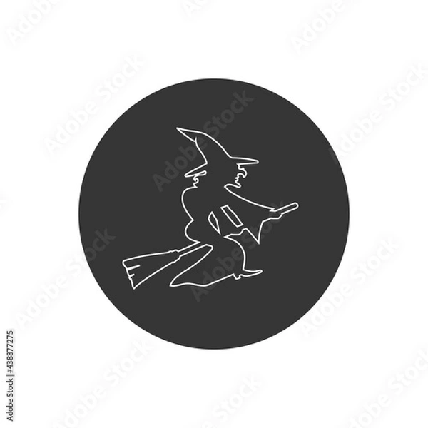 Obraz Witch on a broom vector line icon