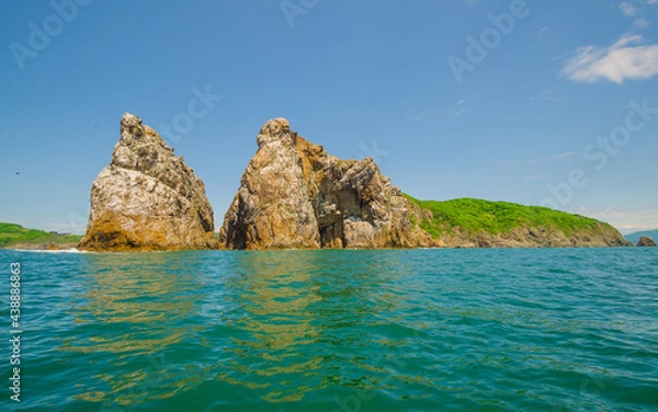 Obraz Coastal landscape, summer sea and salt waves