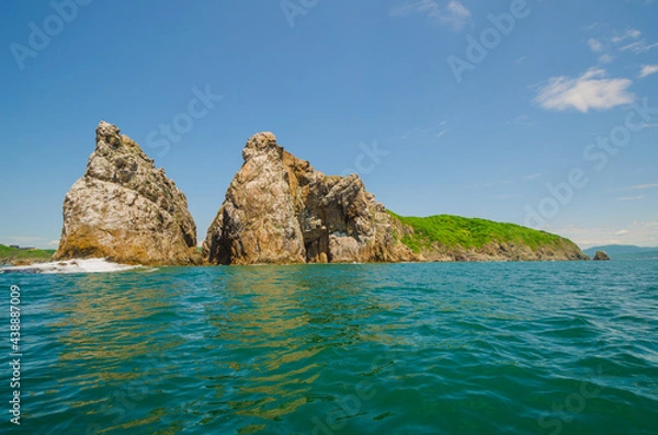 Obraz Coastal landscape, summer sea and salt waves
