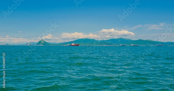 Obraz Coastal landscape, summer sea and salt waves